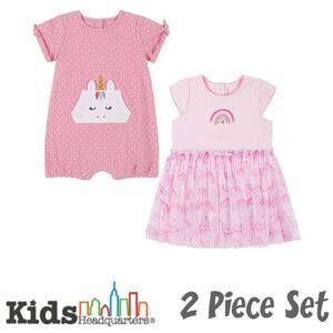 NEW! KIDS HEADQUARTERS Unicorn 2-piece Romper Set